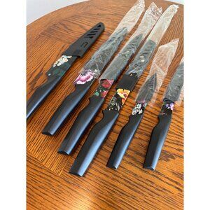 12-Piece Astercook Kitchen Knife Set With Floral Patterns & Sheaths NEW